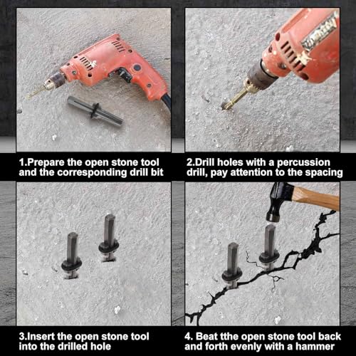 Image of Gisafai 1 Pcs Rock Splitting Wedges, 3 /4'' Wedge and Feather Shims, Heavy Duty Chisel and Feather Stone Splitting Tools Rock Hounding Equipment for Marble Rocks Concrete Granite