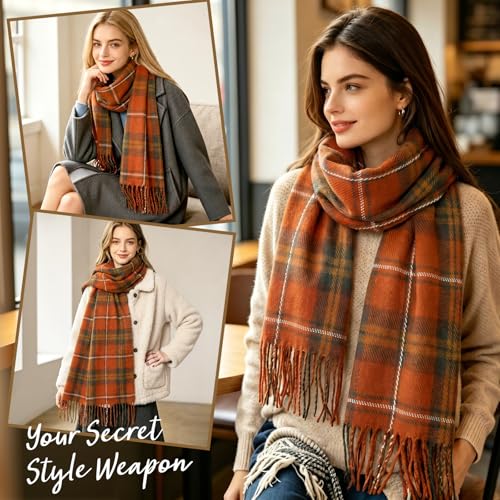 Image of Loritta Winter Scarf for Women, Long Plaid Shawl Wraps Scarves Gifts