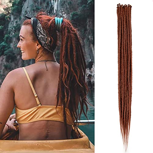 Dansama 10 Strands Crochet Dreads Hair 24" Synthetic Dreadlock Extenisons Copper Red Dreadlocks Extension Reggae Crochet Dreads Synthetic Braidings Hair,#350
