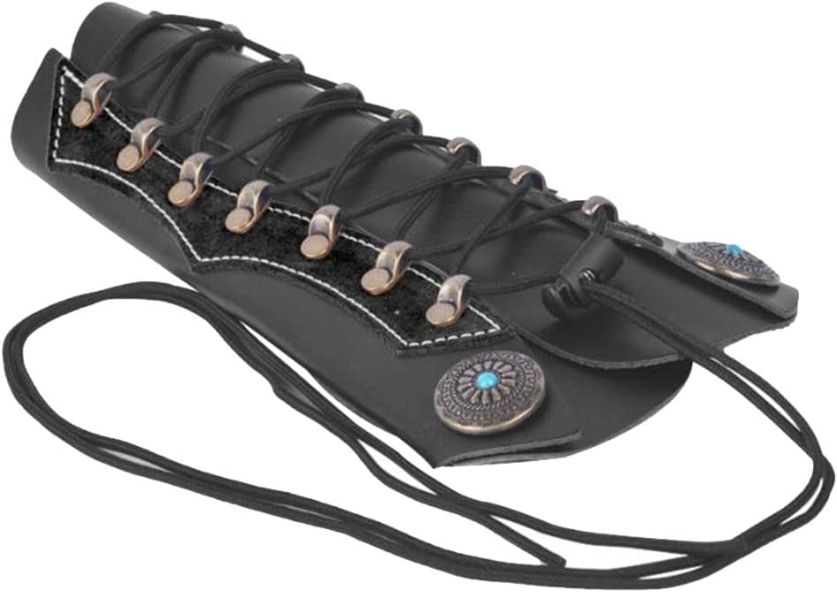 Adjustable Archery Arm Guard or Wristband | ive Gear for Adults and Youth | Suitable for Hunting and Target Practice | Artifical Cow Leather, Multiple Colors - Black