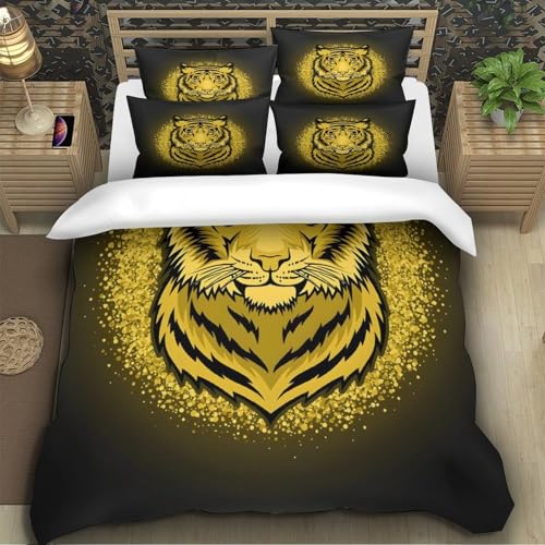 Linge de lit tigre doré haute définition en microfibre super douce
