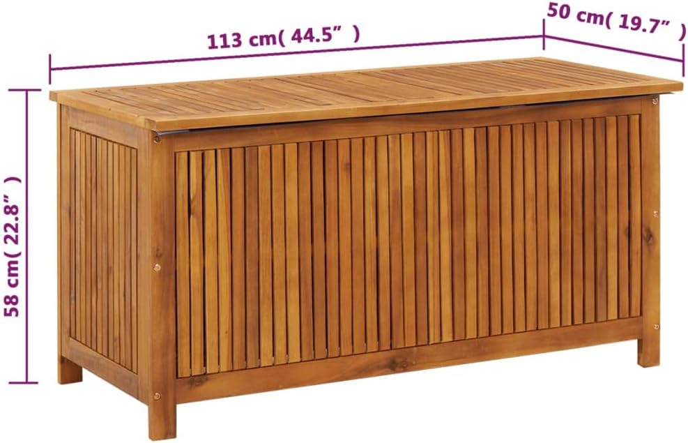 Solid Wood Patio Storage Box Outdoor Storage Bench, Solid Acacia Wood Deck Box, Wooden Outdoor Storage Organization Box with Liftable Top for Garden,Patio,Backyard, 44.5"x19.7"x22.8"