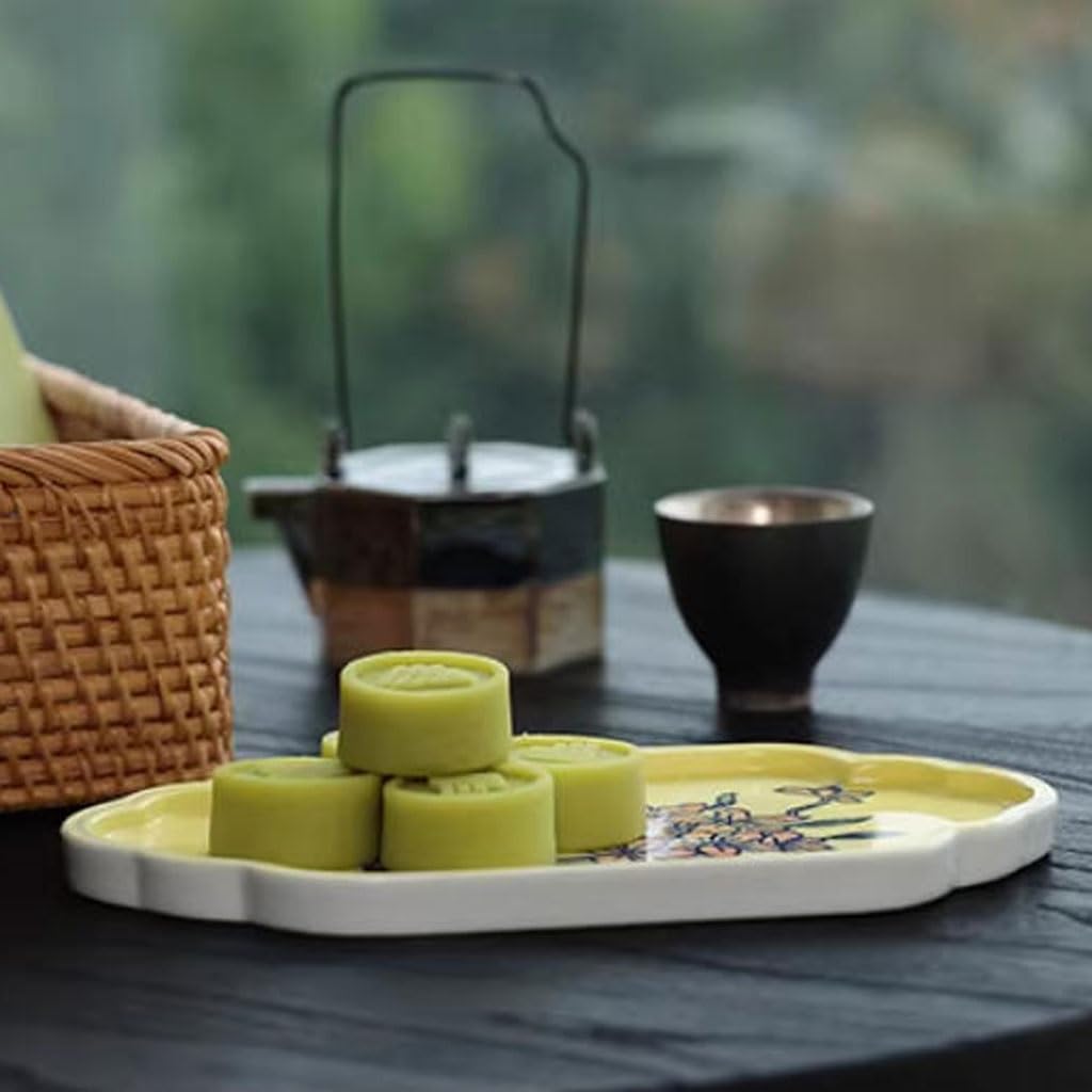 Bandejas Servir Comida Bandeja De Té Cerámica Amarilla For El Hogar, Almacenamiento, Decorativa For Entrada Sala Estar Mesa Cama