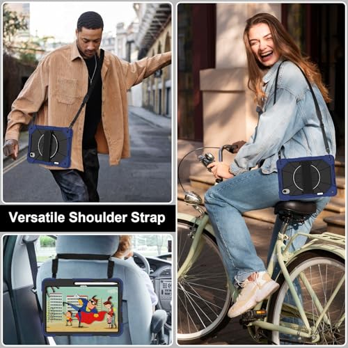 Coque Lenovo Idea Tab Pro Gen 2 antichoc avec support rotatif bleu marine