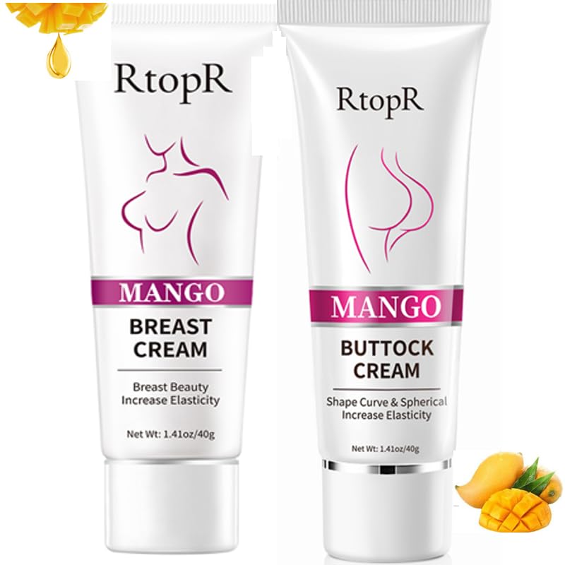 Breast & Buttock Enhancement Cream (2 PACK) - Powerful Lifting & Plumping Formula for Breast Enlargement & Hip Firming - Dual Action Massage Cream
