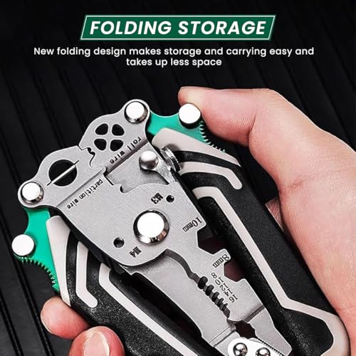 Image of Serplex Folding Wire Cutter 18 in 1 Multifunctional Wire Stripper Crimping Tool Carbon Steel Folding Handle Design Portable Wire Cutter Crimper Wire Stripper for Electrician
