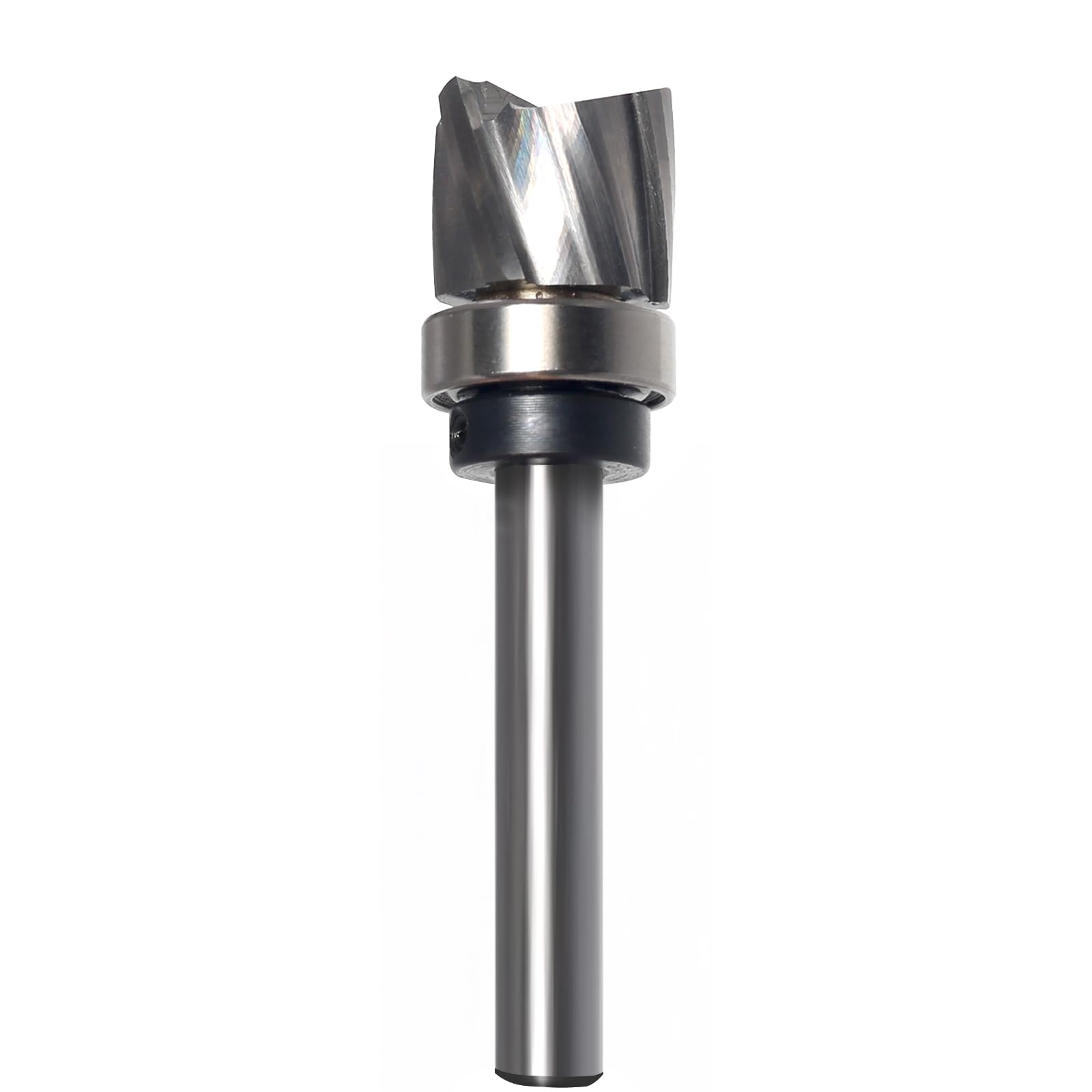 Fraise hélicoïdale 8 mm tige VHM, fraise à rainurer en spirale à 3 flûtes, diamètre de coupe 19 mm, longueur de coupe 16 mm, fraise à profiler affleurante pour bords en bois affleurant