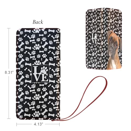 NIWAHO Women's Leather Long Wallet Design Boxer dog Dog Paws Pattern, Dog mom gifts2