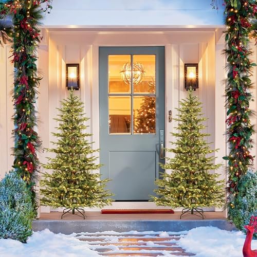 GarveeHome Premium Künstlicher Weihnachtsbaum mit Schnellaufbau-System Realistischer Weihnachtsbaum künstlich mit 350 LED-Beleuchtung,732 Spitzen, inkl. Metallständer für Festliche Atmosphäre