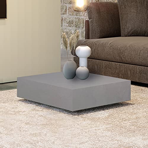 Table basse Square, table de salon table basse, table de canapé 60 x 60 x 18 cm (gris ciment)