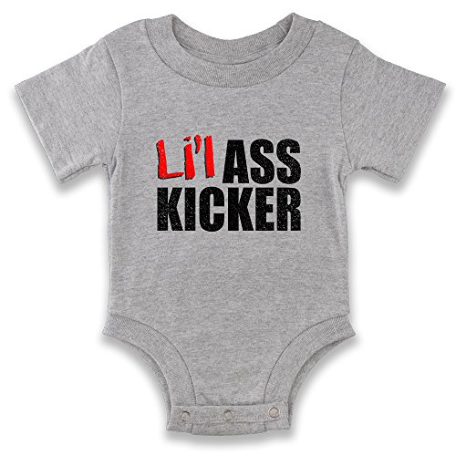 Lil Ass Kicker Funny Zombie Apocalypse Infant Bodysuit Grey 18M