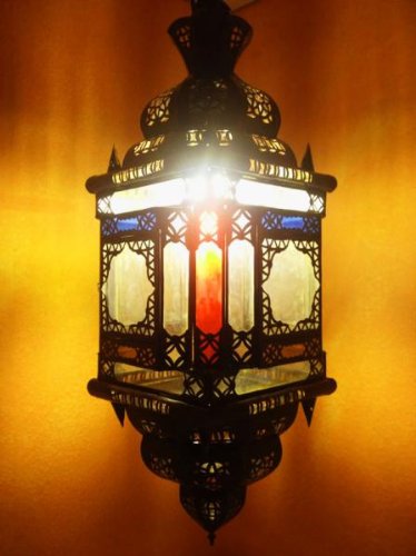 Orientalische Lampe Pendelleuchte Bunt Ayam 70cm E27 Lampenfassung | Marokkanische Design Hängeleuchte Leuchte aus…