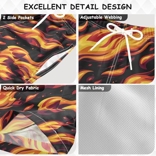 Pigsaly Boys Swim Trunks Fire Flame Orange Orange Boys Board Shorts Swimsuit Swimwear Summer Bathing Suit 3T3