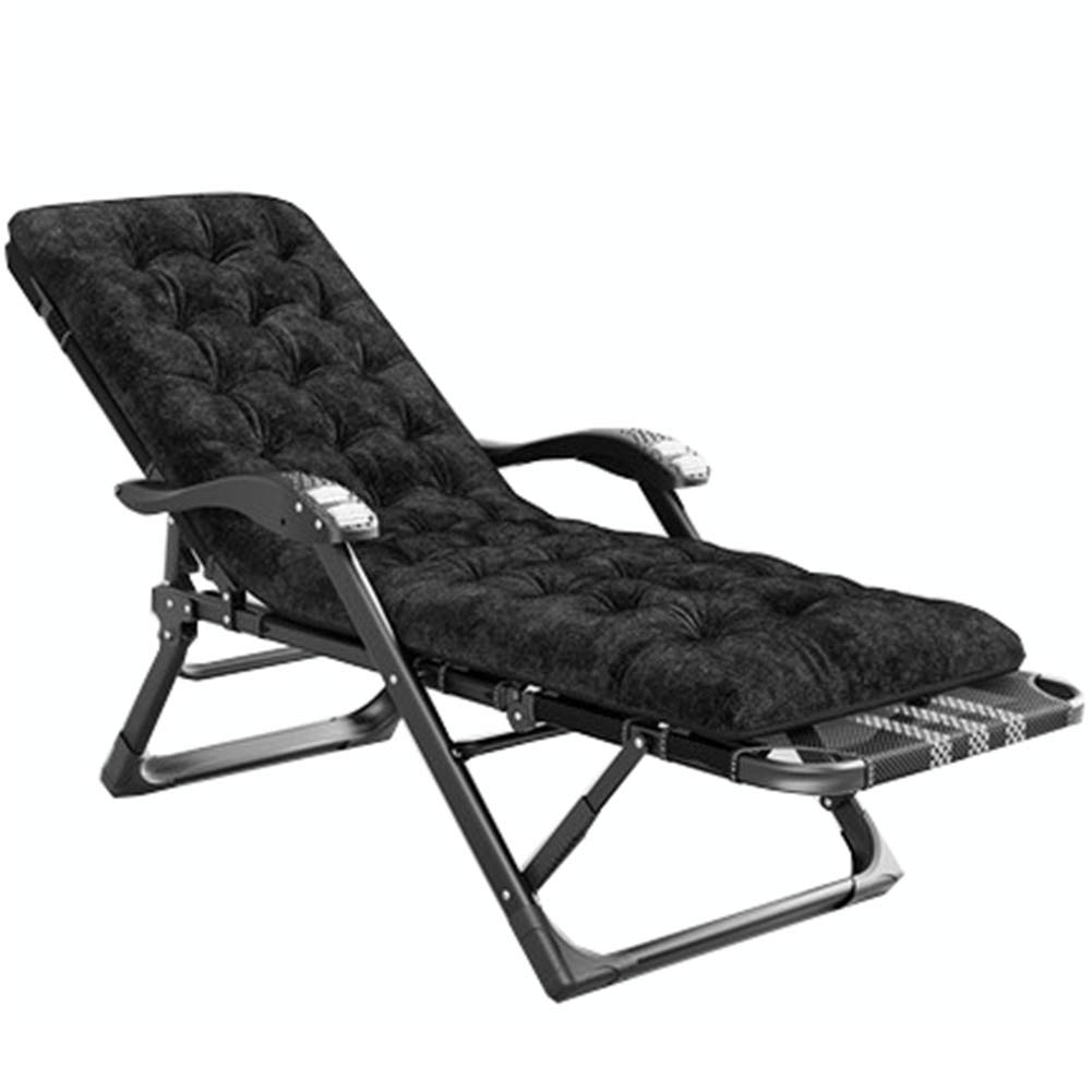 Duże krzesło Gravity Zero XL - Składany fotel rozkładany z bawełnianą poduszką, bardzo szerokie siedzisko na zewnątrz, patio, krawędź basenu i plaży (kolor: czarny)