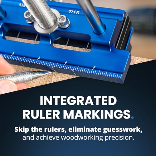 ELEON Self Centering Dowel Jig with Elongated Jaws & Extra Wide Clamp up to 6.7" - Precision Woodworking Made Effortless - Lasting Craftsmanship - Aluminum Alloy Drill with Guide & 6pcs Drill Bushings by Eleon - Image 6