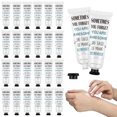 Loopeer 50 Pcs Inspirational Hand Cream Gifts Bulk for Women Teacher Appreciation Week Nurses Day Receptionist Day Gifts Mini Travel Size Moisturizing Hand Lotion for Teachers Employees Coworkers