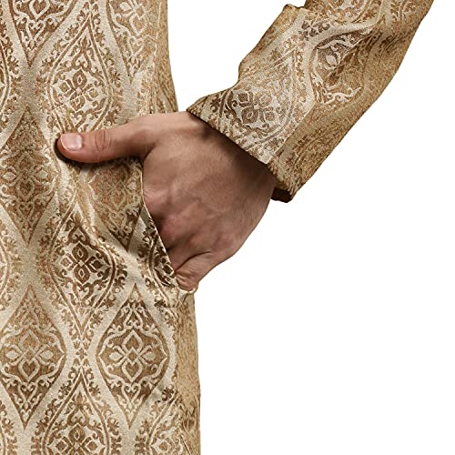 Image of Sojanya (Since 1958 Men'S Cotton Linen Blue Foil Printed Only Long Kurta