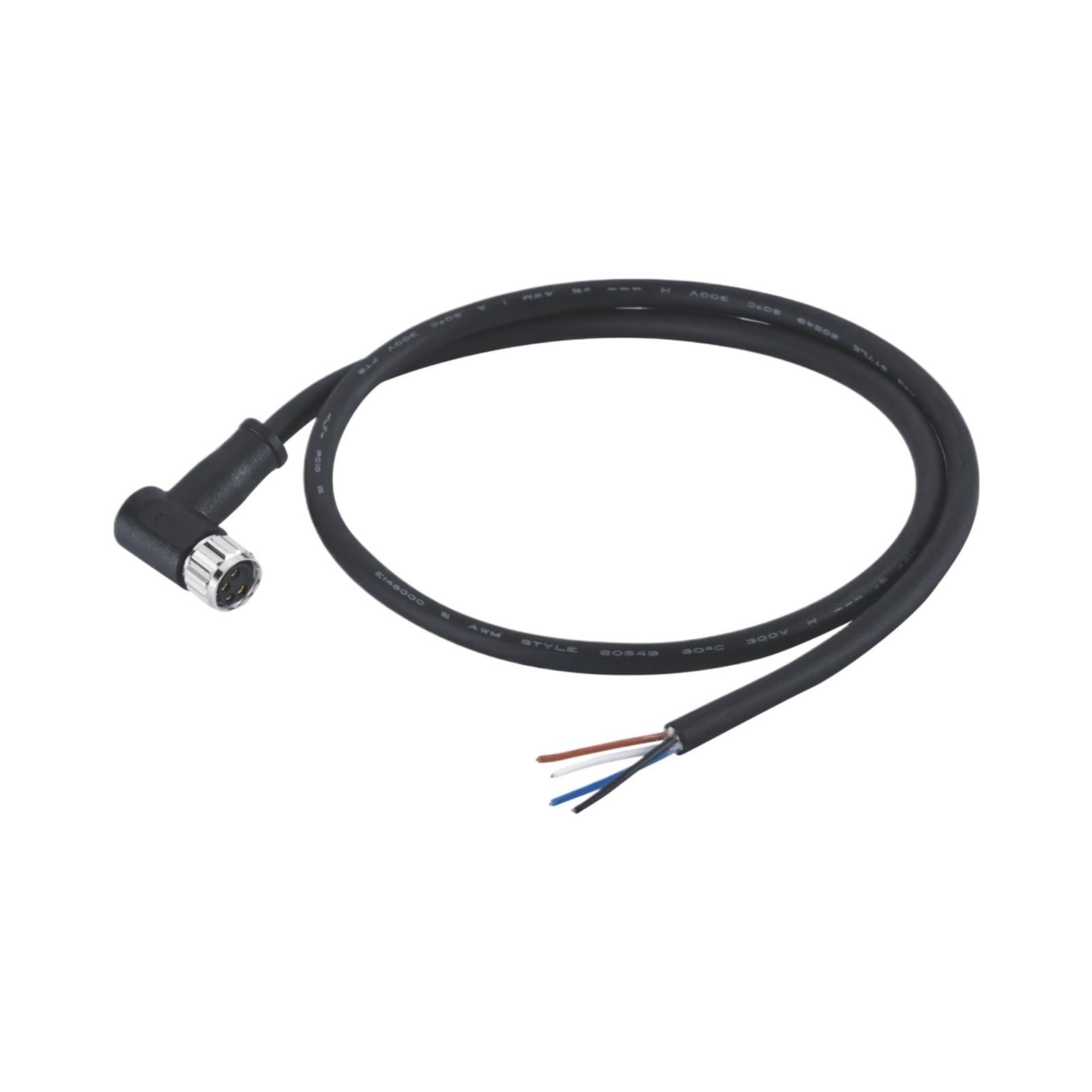 Cable M8 hembra tipo A de 4 pines con codo moldeado e impermeabilidad extrema IP69