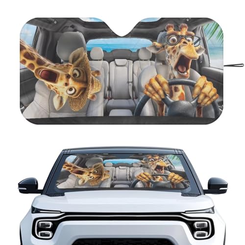 Image of Drive Giraffe Car Interior Accessories Sun Protection Easy to Install Automotive Windshield Sunshades Keep Cool UV Rays Protection for Most Sedan Truck Van