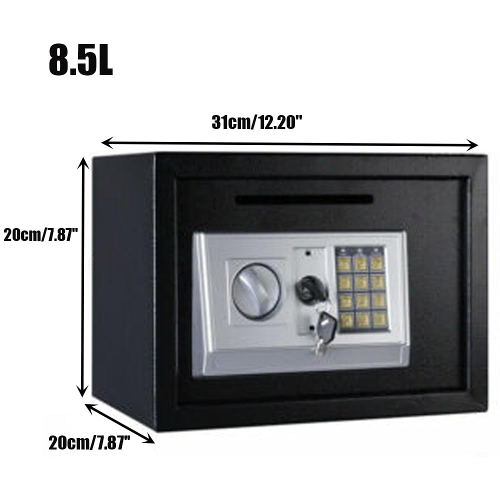 Caja Fuerte Electrónica Digital De Acero Para El Hogar, Caja Fuerte De Alta Seguridad Para Dinero En Efectivo, 2 Llaves Con Cerradura, Color Negro, 16 L, 350 X 250 X 250 ,Black-8.5L-310X200X200 Mm