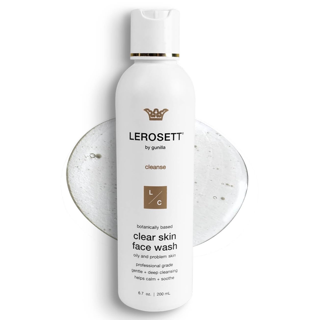 LEROSETT® Clear Skin Face Wash – Gentle Gel Cleanser with 60% Aloe-Rich Botanicals, 4% Glycolic Acid & Vit-E Microbeads – Fights Breakouts, Unclogs