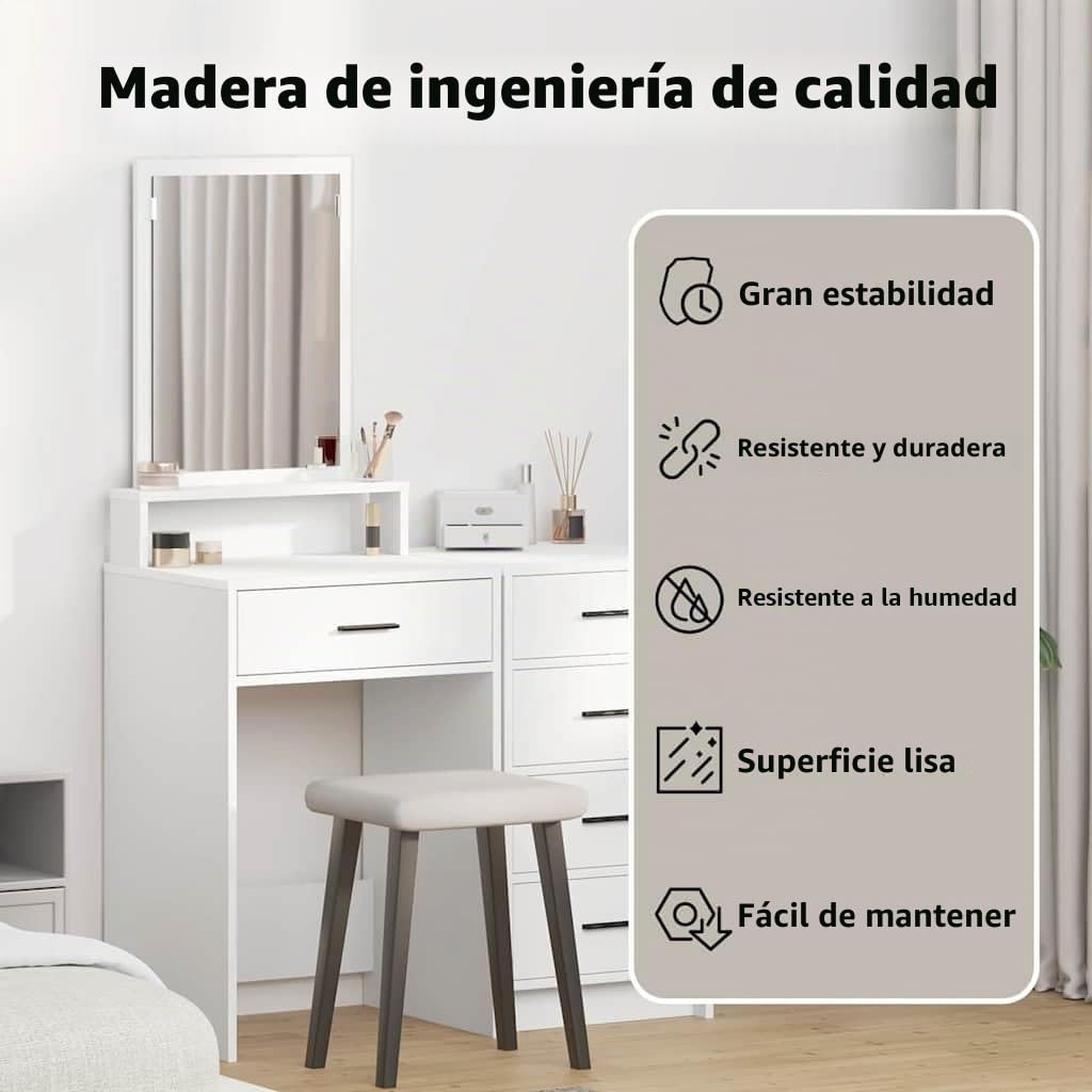 vidaXL Mesa Tocador 50 x 41 x 140 cm Madera de ingeniería | Mucho espacio para todas tus cosas, Un look moderno que se adapta a cualquier decoración,