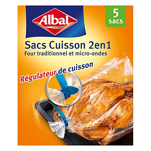 Albal Paquet de 5 Sacs Cuisson, Four/Micro-ondes, Régulateur de Cuisson, Capacité 5 kg