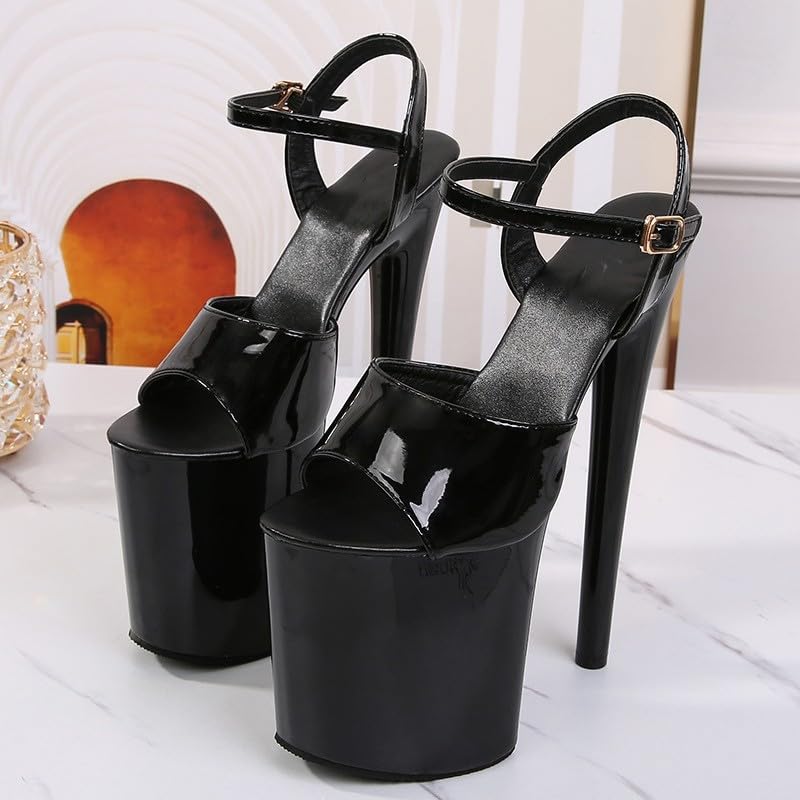 Sandali sexy da donna, con tacco alto, 20 cm, a spillo con plateau da 10 cm, con punta aperta, eleganti scarpe per feste e palcoscenico