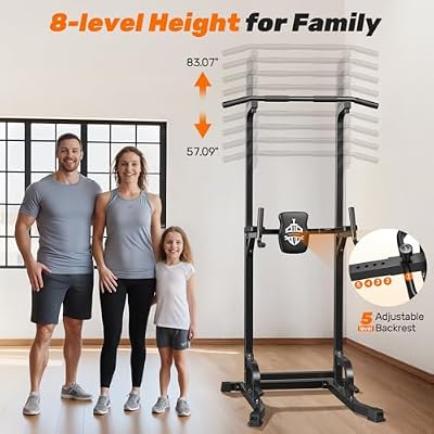 Sportsroyals Power Tower Pull Up Bar Station, 450LBS Stable Pull Up Dip Station for Home Gym Strength Training Equipment | FED Fitness