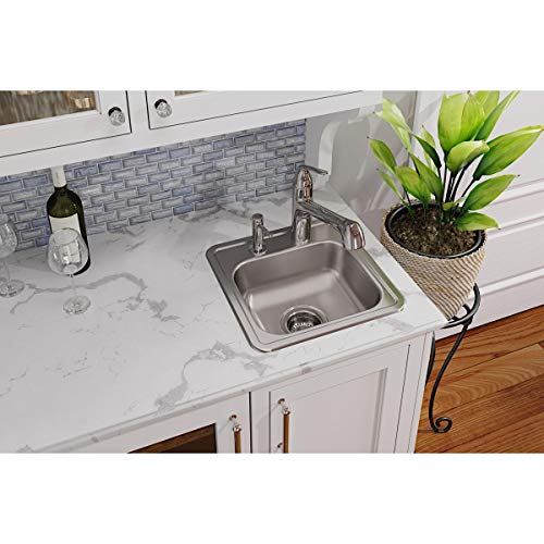 Image of Dayton D115161 Single Bowl Drop-in Stainless Steel Bar Sink, 15 x 15 with 3.5 inch Drain Hole