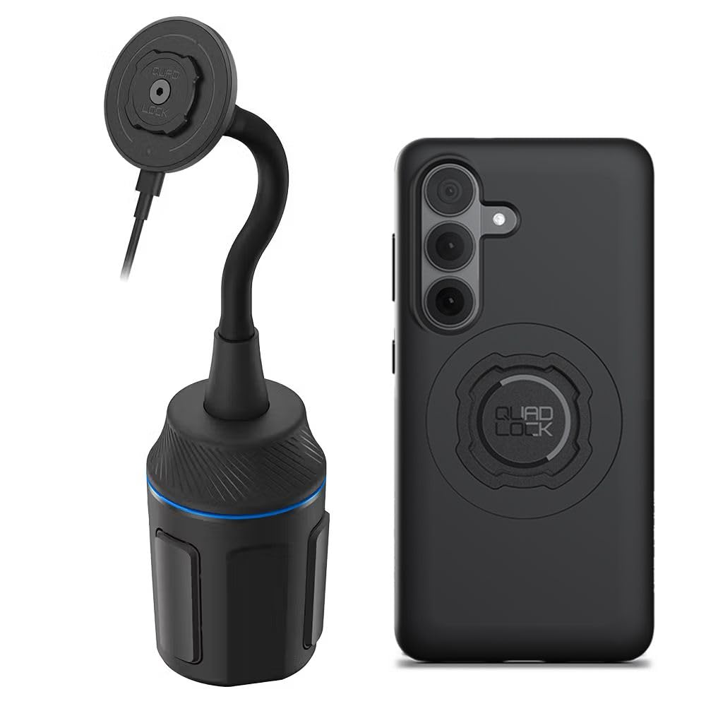 Quad Lock Uchwyt samochodowy na kubek na telefon z etui MAG Galaxy S26 i bezprzewodową głowicą ładującą MAG (V2)