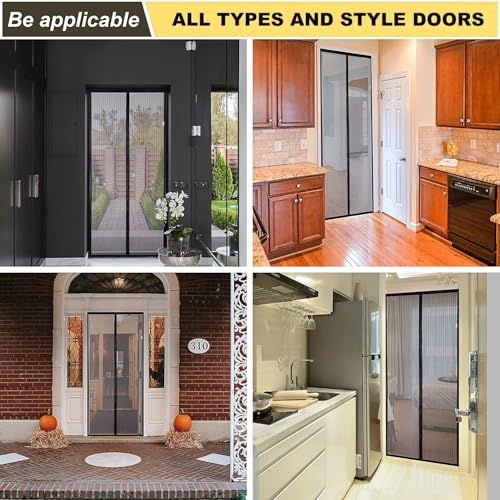 Image of KARP Magnetic Mosquito Net Door with Stay-Open Buckle - Heavy Duty Mesh Screen Door, Auto Close Magnets, Hands-Free Entry, Easy Install, Pet & Kid Friendly for Home(85 X 210, Black)