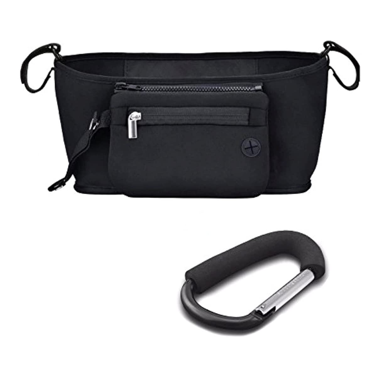 Baby Stroller Organizer Bag Storage Console Universal Fit & 1 Hook for Bags Set