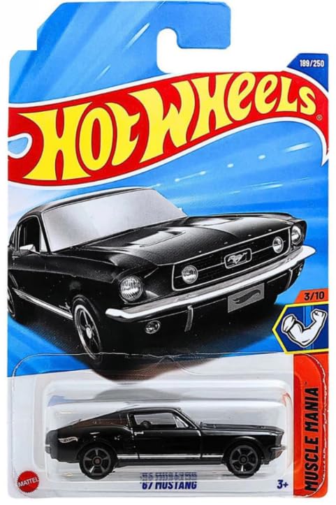 Mattel Hot Wheels '67 Mustang [Noir], Muscle Mania 3/10, 189/250, Véhicule moulé sous pression à l'échelle 1:64
