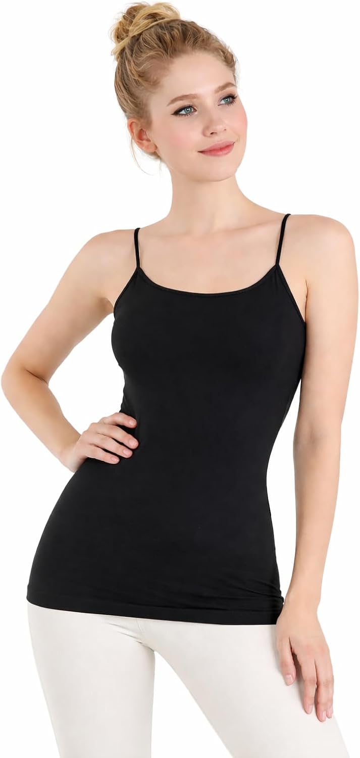 Women’s Seamless Camisole Tank Top – Fitted Stretch Layering Cami with Thin Straps, Everyday Essential, Made in USA - Image 2