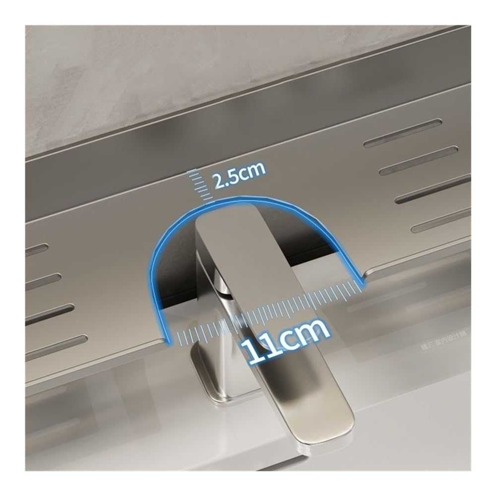 Duschregale Waschbeckenablage über dem Wasserhahn, Organizer aus verdicktem Aluminium, U-förmige Ablage for die Arbeitsplatte (ohne Bohren)(80CM)