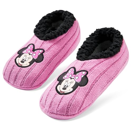 Disney Women's Ballerina Slippers with Sherpa Lining - Knitted Non-Slip House Shoes