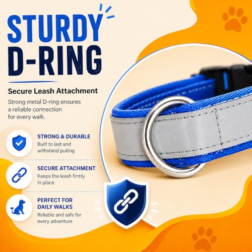 Image of Reflective Dog Collar, Quick Release Buckle, Adjustable Size | for 14-23 Kilograms Dogs (M, Blue)