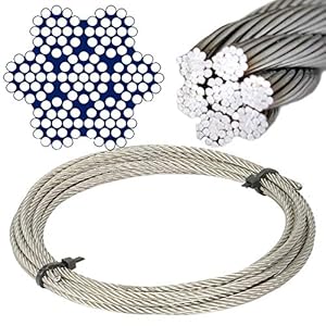 BOOTSTEILE BRAUER Edelstahl Drahtseil 7x19, 10 Meter