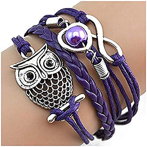 baskuwish OWL Leather Cuff Bracelet Handmade Wristband Gorgeous Wrap Bracelet with Magnetic Buckle Bohemian Bangle Jewelry for Women, Teen Girl, Sister, Daughter