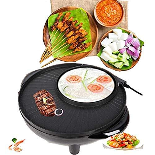 AZHom Electric Grill Multifunction Two-in-one Electric Smokeless Non-stick Barbecue Grilled Shabu-shabu Baking Pan Smokeless Barbecue 1700W