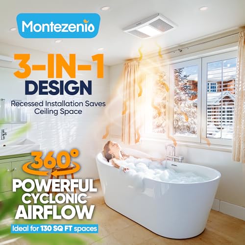 Image of Upgrade 110 CFM Bathroom Exhaust Fan with Light & Heater Combo
