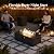 LayinSun 42 Inch Outdoor Fire Pit Table for Outside Patio, 55000BTU Rectangle Propane Firepit with Hidden Fuel Tank, Glass Wind Guard, Waterproof Cover and Lid