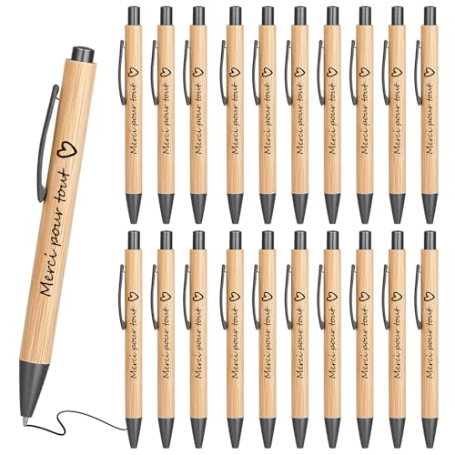 Xingch Lot de 20 stylos à bille en bois avec pointe rétractable – Cadeau d'adieu pour enseignants, camarades de classe, collègues, employés, famille et...