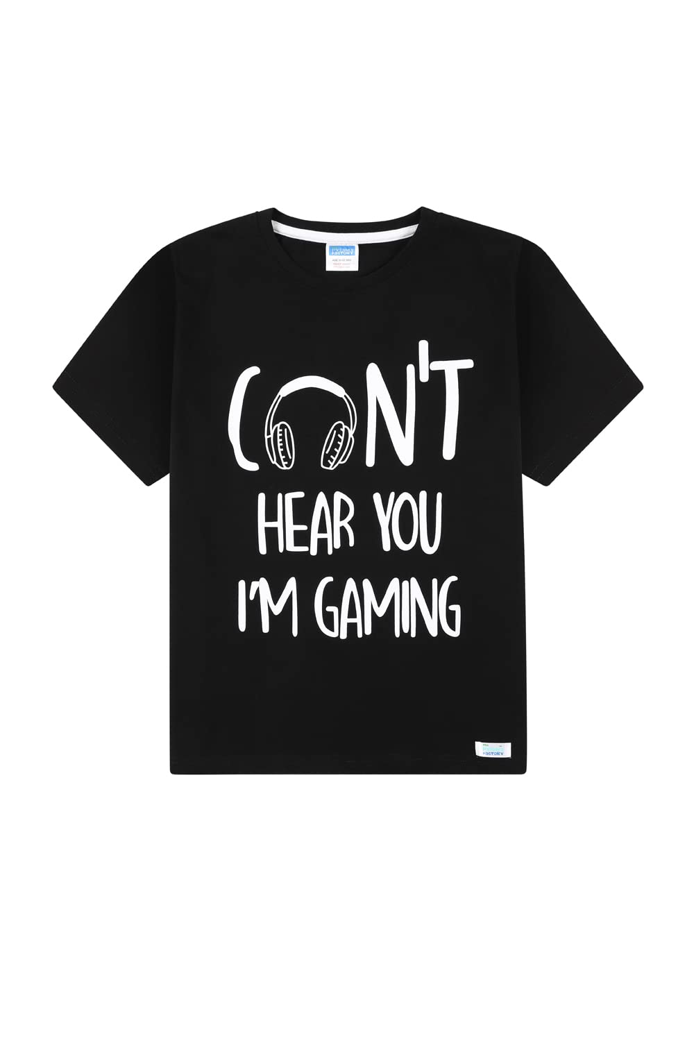 Pijama corto de algodón a cuadros con texto en inglés "I Can't Hear You I'm Gaming" para niños