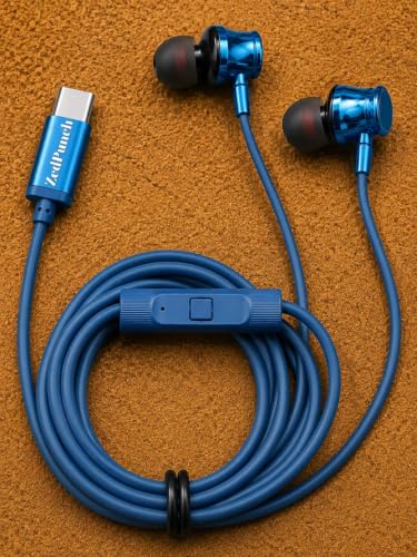 Image of Gaming Type-C Wired Earphone with Mic, 10mm Dynamic Bass Driver, Magnetic in-Ear Headphones, Low Latency Sound for Gaming, 1 Button Control, HD Calling, Voice Assistant, (LITE Blue)