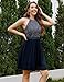 Dressystar Women's Halter Short Sparkly Sequin Chiffon Homecoming Cocktail Prom Dress Navy XS