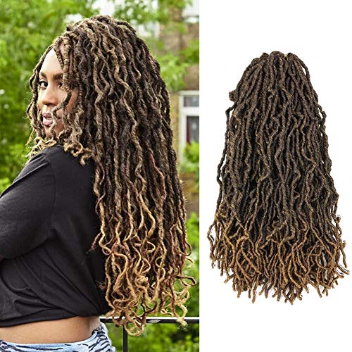 Faux Locs Crochet Hair- 24 inch 6 packs, Ombre Blonde Pre-Looped Wavy Twist Crochet Synthetic Braiding Hair Extension (24 Inch, T27)