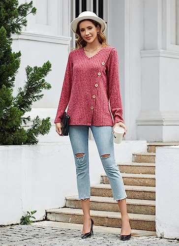 Image of Dimur Sweaters for Women Trendy 2025 Long Sleeve Shirts Ligheweight Sweatshirt Loose Fit Tunic Tops