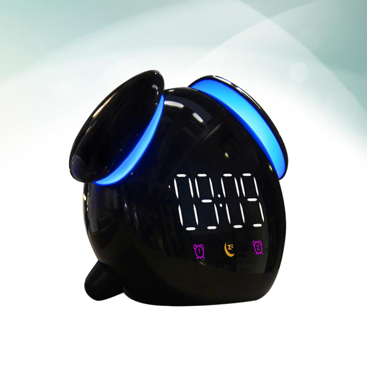 Reloj Despertador de Plástico LED Negro Forma de Hongo